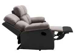 Canapé 3 Places Relax En Microfibre Et Simili TOLZANO - Gris Et Noir -Deco.fr Soldes Boutique canape 425765
