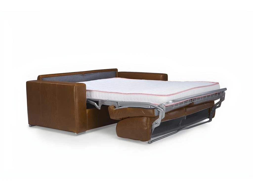 Canapé 3 Places Convertible Express 100% Cuir De Buffle Vintage Caramel Matelas 14cm DELECTEA II 5 Canapé 3 Places Convertible Express 100% Cuir De Buffle Vintage Caramel Matelas 14cm DELECTEA II – Image 5