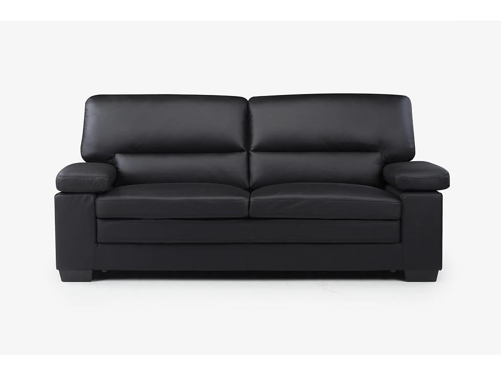 Canapé 3 Places En Cuir De Buffle Noir MIMAS 3 Canapé 3 Places En Cuir De Buffle Noir MIMAS – Image 3