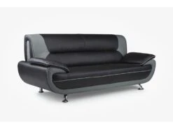 Canapé 3 Places En Simili NIGEL - Bicolore Noir Et Gris -Deco.fr Soldes Boutique canape 474475