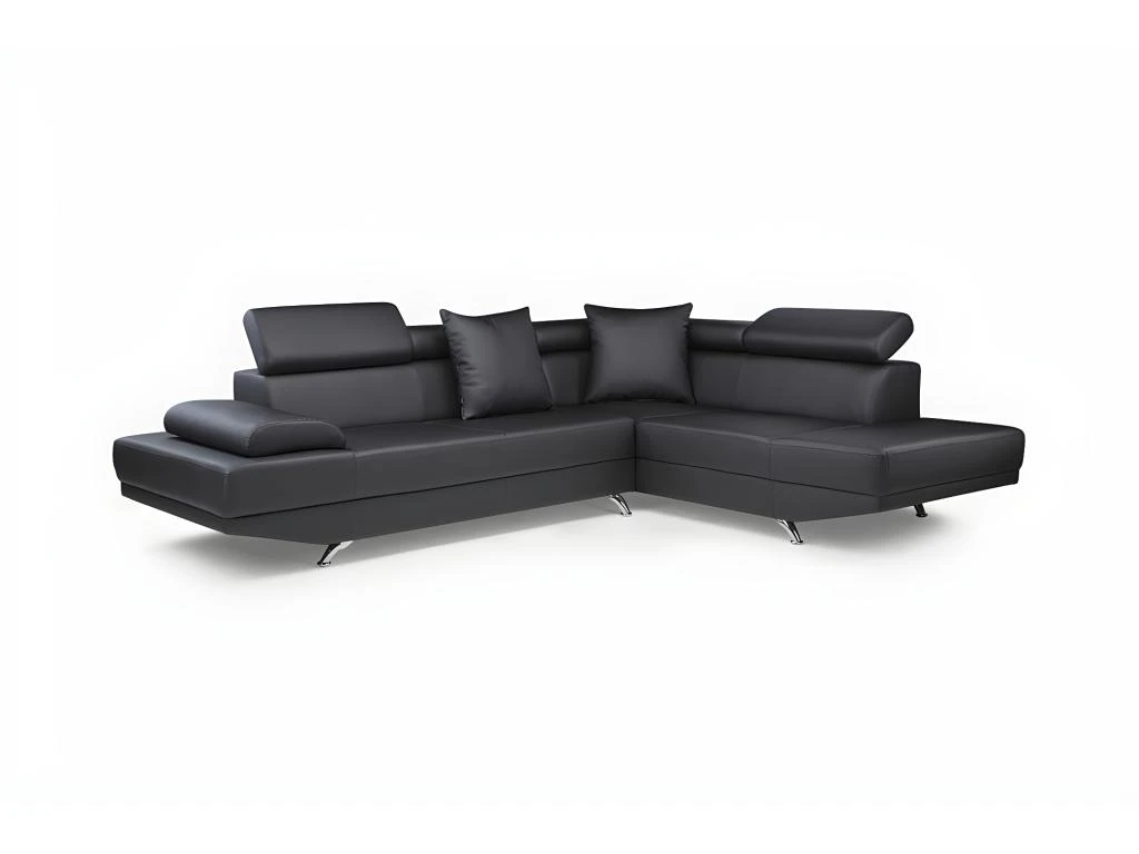 Canapé D'angle XL En Simili ROMAIN - Noir - Angle Droit 4 Canapé D'angle XL En Simili ROMAIN - Noir - Angle Droit – Image 4