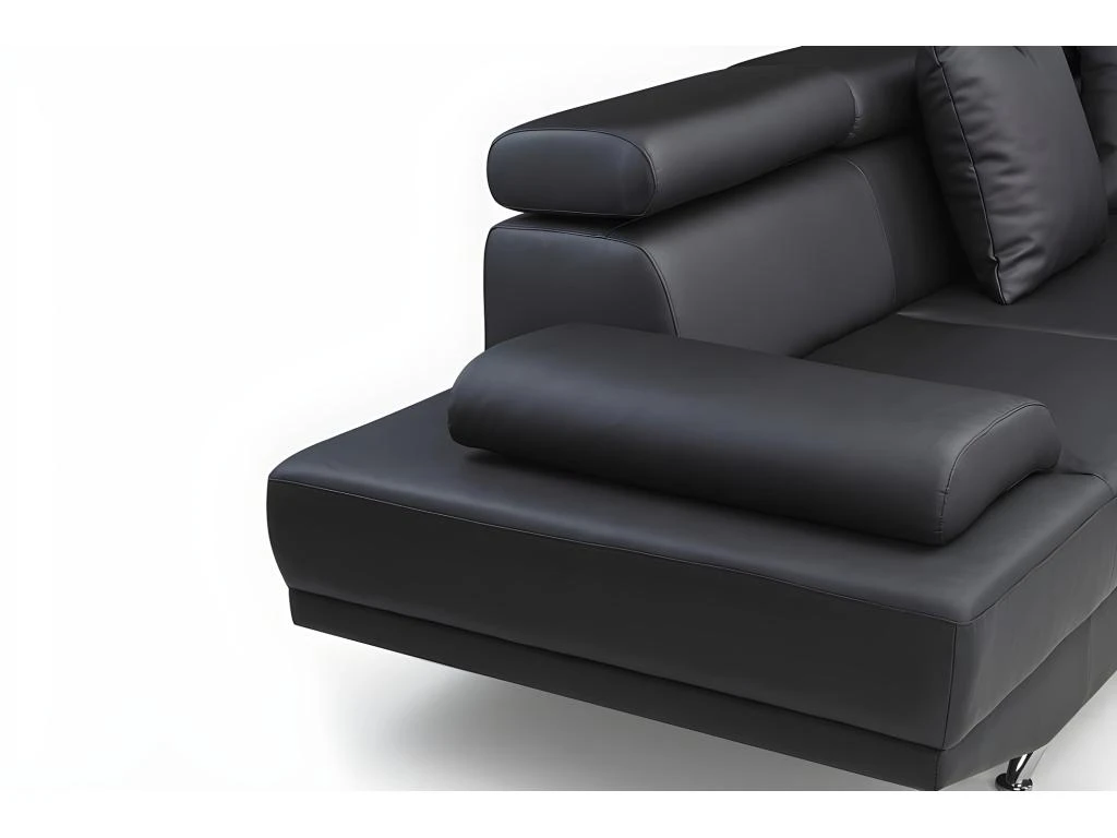 Canapé D'angle XL En Simili ROMAIN - Noir - Angle Droit 7 Canapé D'angle XL En Simili ROMAIN - Noir - Angle Droit – Image 7