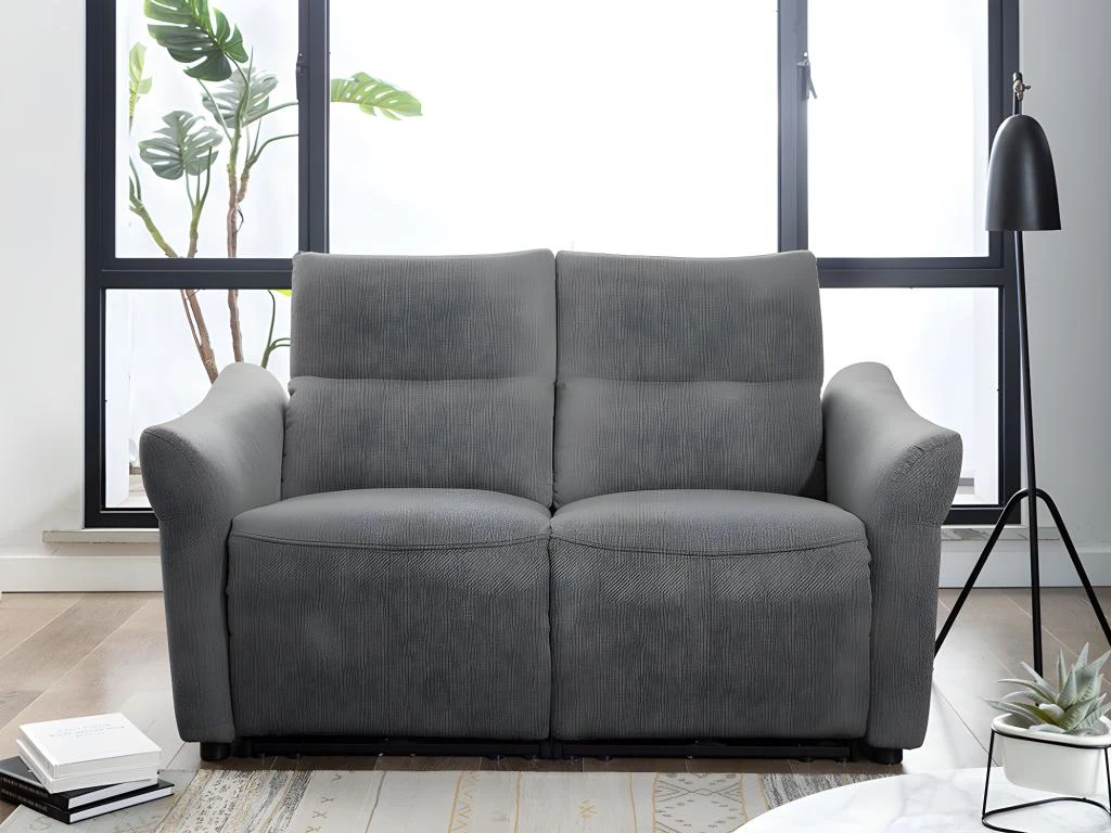 Canapé 2 Places Relax électrique En Tissu RAGNAR - Gris 5 Canapé 2 Places Relax électrique En Tissu RAGNAR - Gris – Image 5