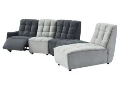 Canapé D'angle Relax électrique Modulable En Velours Gris Clair Et Anthracite ALFORD -Deco.fr Soldes Boutique canape 481313