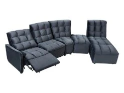 Canapé D'angle Relax électrique Modulable En Velours Anthracite ALFORD -Deco.fr Soldes Boutique canape 481343