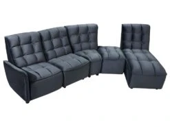 Canapé D'angle Relax électrique Modulable En Velours Anthracite ALFORD -Deco.fr Soldes Boutique canape 481347