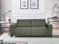 Canapé 3 Places Convertible Express En Tissu MONTASI - Vert - Couchage 140 Cm - Matelas DUNLOPILLO 14 Cm Avec Mémoire De Forme