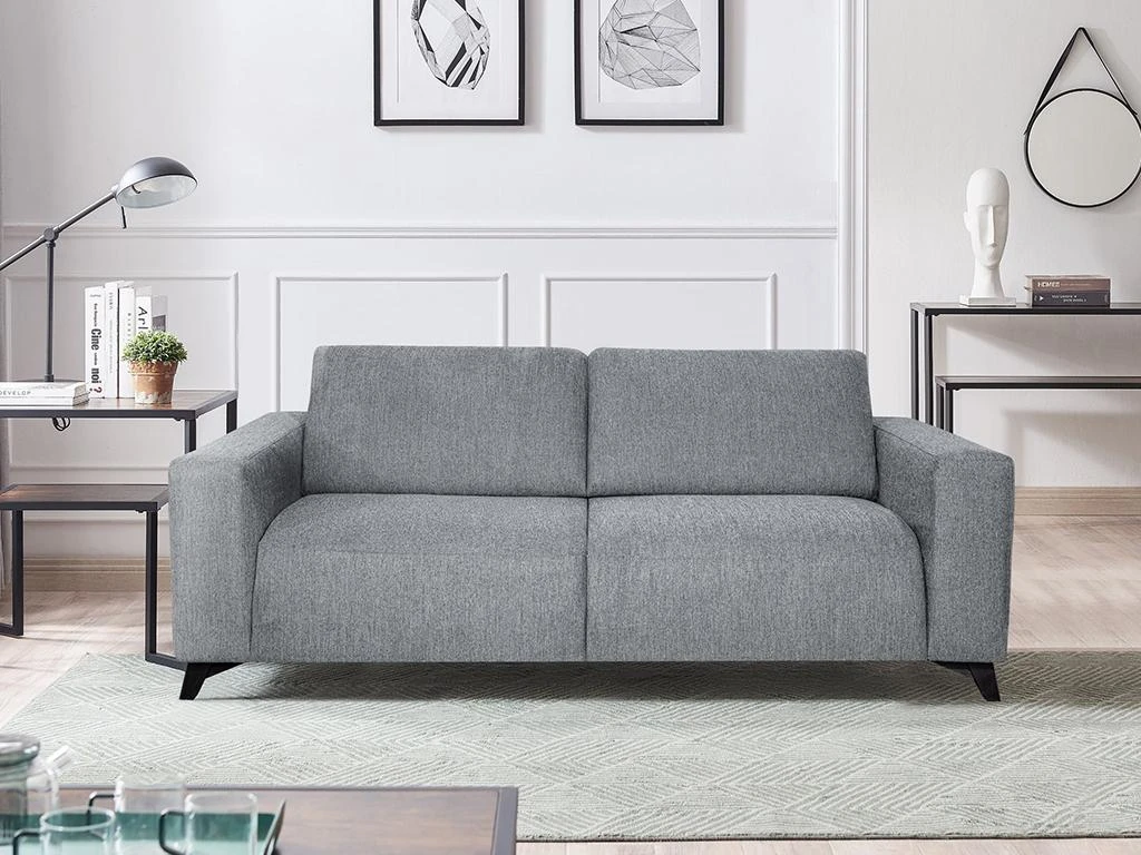 Canapé 3 Places Convertible Express En Tissu MONTASI - Gris - Couchage 140 Cm - Matelas DUNLOPILLO 14 Cm Avec Mémoire De Forme 5 Canapé 3 Places Convertible Express En Tissu MONTASI - Gris - Couchage 140 Cm - Matelas DUNLOPILLO 14 Cm Avec Mémoire De Forme – Image 5