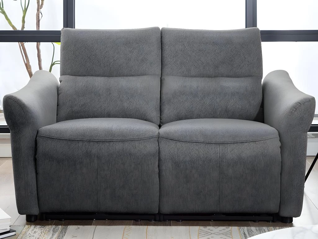 Canapé 2 Places Relax électrique En Tissu RAGNAR - Gris 2 Canapé 2 Places Relax électrique En Tissu RAGNAR - Gris – Image 2