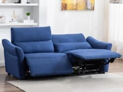 Canapé 3 Places Relax électrique En Tissu RAGNAR - Bleu -Deco.fr Soldes Boutique canape 485513
