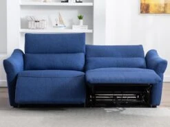 Canapé 3 Places Relax électrique En Tissu RAGNAR - Bleu -Deco.fr Soldes Boutique canape 485515