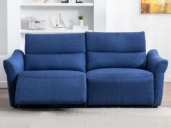 Canapé 3 Places Relax électrique En Tissu RAGNAR - Bleu -Deco.fr Soldes Boutique canape 485517