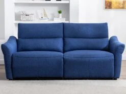 Canapé 3 Places Relax électrique En Tissu RAGNAR - Bleu -Deco.fr Soldes Boutique canape 485519