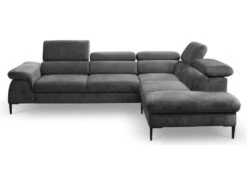 Canapé Grand Angle Convertible En Velours Anthracite SEPINA De PASCAL MORABITO - Angle Droit -Deco.fr Soldes Boutique canape 487221