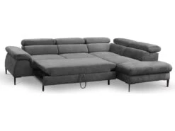 Canapé Grand Angle Convertible En Velours Anthracite SEPINA De PASCAL MORABITO - Angle Droit -Deco.fr Soldes Boutique canape 487225