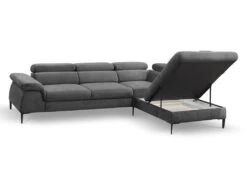 Canapé Grand Angle Convertible En Velours Anthracite SEPINA De PASCAL MORABITO - Angle Droit -Deco.fr Soldes Boutique canape 487231