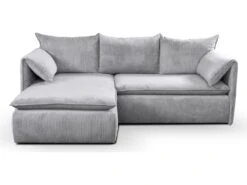 Canapé D'angle Convertible En Velours Côtelé Gris TEODORA De PASCAL MORABITO - Angle Gauche -Deco.fr Soldes Boutique canape 488033