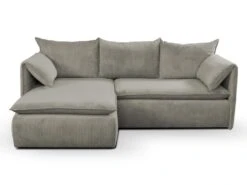 Canapé D'angle Convertible En Velours Côtelé Taupe TEODORA De PASCAL MORABITO - Angle Gauche -Deco.fr Soldes Boutique canape 488079