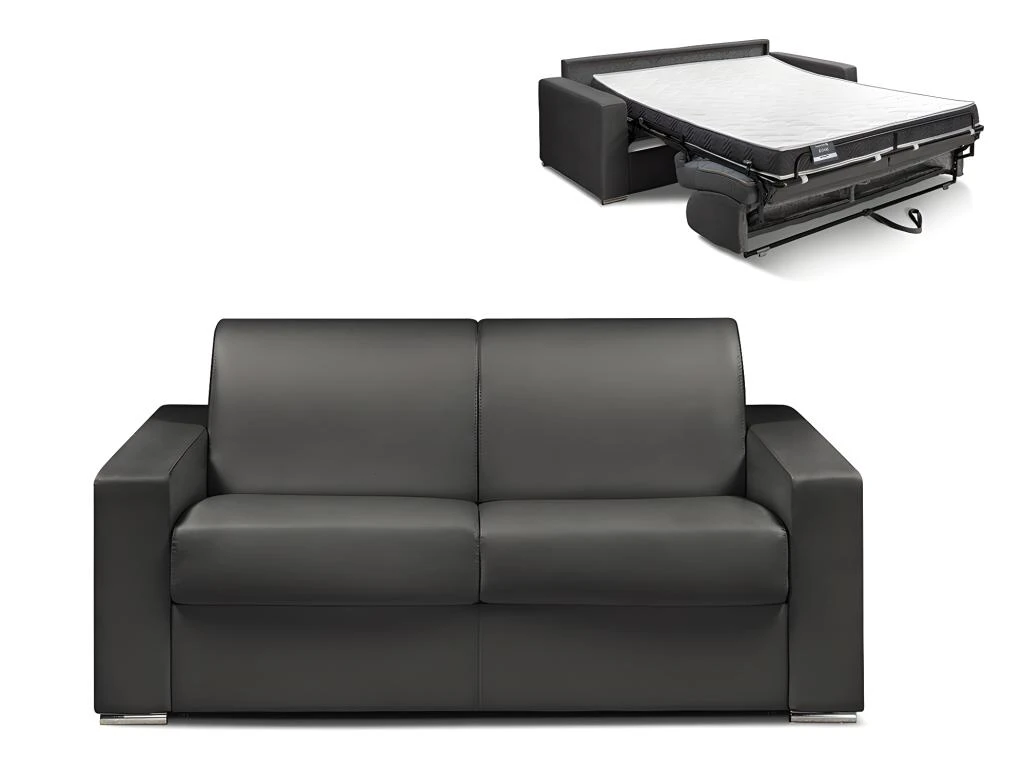 Canapé 2 Places Convertible Express En Simili CALITO - Noir - Couchage Lattes Larges 120 Cm - Matelas 14 Cm Avec Mémoire De Forme DUNLOPILLO 1 Canapé 2 Places Convertible Express En Simili CALITO - Noir - Couchage Lattes Larges 120 Cm - Matelas 14 Cm Avec Mémoire De Forme DUNLOPILLO