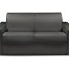 Canapé 2 Places Convertible Express En Simili CALITO - Noir - Couchage Lattes Larges 120 Cm - Matelas 18 Cm Avec Mémoire De Forme DUNLOPILLO -Deco.fr Soldes Boutique canape 489401