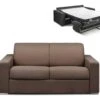 Canapé 2 Places Convertible Express En Tissu CALITO - Marron - Couchage Lattes Larges 120 Cm - Matelas 16 Cm Avec Mousse à Mémoire De Forme DUNLOPILLO -Deco.fr Soldes Boutique canape 490011