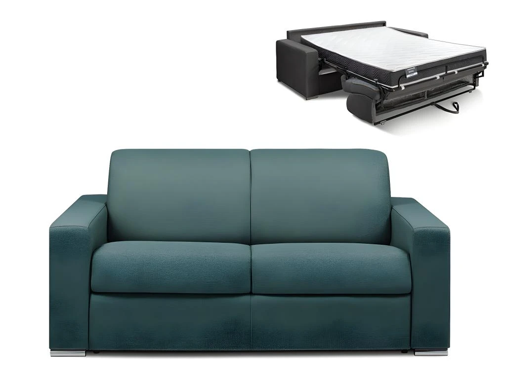 Canapé 2 Places Convertible Express En Tissu CALITO - Bleu - Couchage Lattes Larges 120 Cm - Matelas 18 Cm Avec Mémoire De Forme DUNLOPILLO 1 Canapé 2 Places Convertible Express En Tissu CALITO - Bleu - Couchage Lattes Larges 120 Cm - Matelas 18 Cm Avec Mémoire De Forme DUNLOPILLO