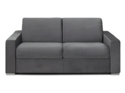 Canapé 3 Places Convertible Express En Velours CALITO - Anthracite - Couchage 140 Cm - Matelas 16 Cm Avec Mousse à Mémoire De Forme DUNLOPILLO -Deco.fr Soldes Boutique canape 490409