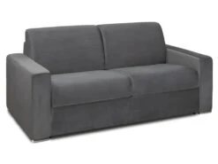 Canapé 3 Places Convertible Express En Velours CALITO - Anthracite - Couchage 140 Cm - Matelas 18 Cm Avec Mémoire De Forme DUNLOPILLO -Deco.fr Soldes Boutique canape 490449