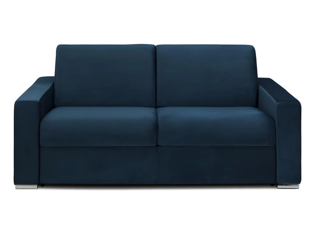 Canapé 3 Places Convertible Express En Velours CALITO - Bleu Nuit - Couchage 140 Cm - Matelas 18 Cm Avec Mémoire De Forme DUNLOPILLO 5 Canapé 3 Places Convertible Express En Velours CALITO - Bleu Nuit - Couchage 140 Cm - Matelas 18 Cm Avec Mémoire De Forme DUNLOPILLO – Image 5