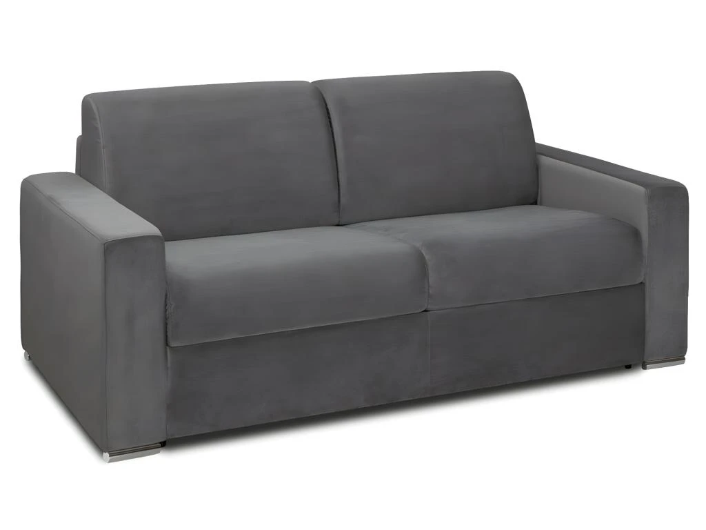 Canapé 2 Places Convertible Express En Velours CALITO - Anthracite - Couchage Lattes Larges 120 Cm - Matelas 16 Cm Avec Mousse à Mémoire De Forme DUNLOPILLO 4 Canapé 2 Places Convertible Express En Velours CALITO - Anthracite - Couchage Lattes Larges 120 Cm - Matelas 16 Cm Avec Mousse à Mémoire De Forme DUNLOPILLO – Image 4