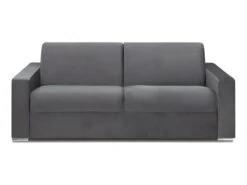 Canapé 4 Places Convertible Express En Velours CALITO - Anthracite - Couchage 160 Cm - Matelas 18 Cm Avec Mémoire De Forme DUNLOPILLO -Deco.fr Soldes Boutique canape 490643