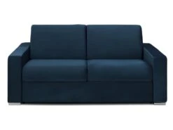 Canapé 2 Places Convertible Express En Velours CALITO - Bleu Nuit - Couchage Lattes Larges 120 Cm - Matelas 16 Cm Avec Mousse à Mémoire De Forme DUNLOPILLO -Deco.fr Soldes Boutique canape 490667