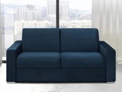 Canapé 3 Places Convertible Express En Velours CALITO - Bleu Nuit - Couchage Lattes Larges 140 Cm - Matelas 16 Cm Avec Mousse à Mémoire De Forme DUNLOPILLO 12 Canapé 3 Places Convertible Express En Velours CALITO - Bleu Nuit - Couchage Lattes Larges 140 Cm - Matelas 16 Cm Avec Mousse à Mémoire De Forme DUNLOPILLO -Deco.fr Soldes Boutique canape 490861