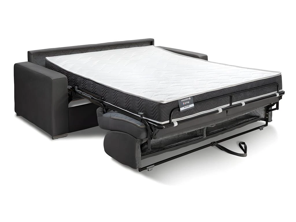 Canapé 2 Places Convertible Express En Velours CALITO - Bleu Nuit - Couchage Lattes Larges 120 Cm - Matelas 18 Cm Avec Mémoire De Forme DUNLOPILLO 2 Canapé 2 Places Convertible Express En Velours CALITO - Bleu Nuit - Couchage Lattes Larges 120 Cm - Matelas 18 Cm Avec Mémoire De Forme DUNLOPILLO – Image 2