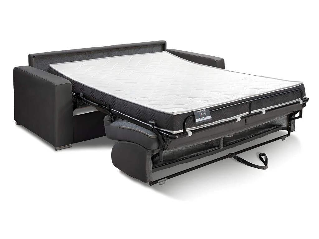 Canapé 3 Places Convertible Express En Velours CALITO - Anthracite - Couchage Lattes Larges 140 Cm - Matelas 14 Cm Avec Mémoire De Forme DUNLOPILLO 2 Canapé 3 Places Convertible Express En Velours CALITO - Anthracite - Couchage Lattes Larges 140 Cm - Matelas 14 Cm Avec Mémoire De Forme DUNLOPILLO – Image 2