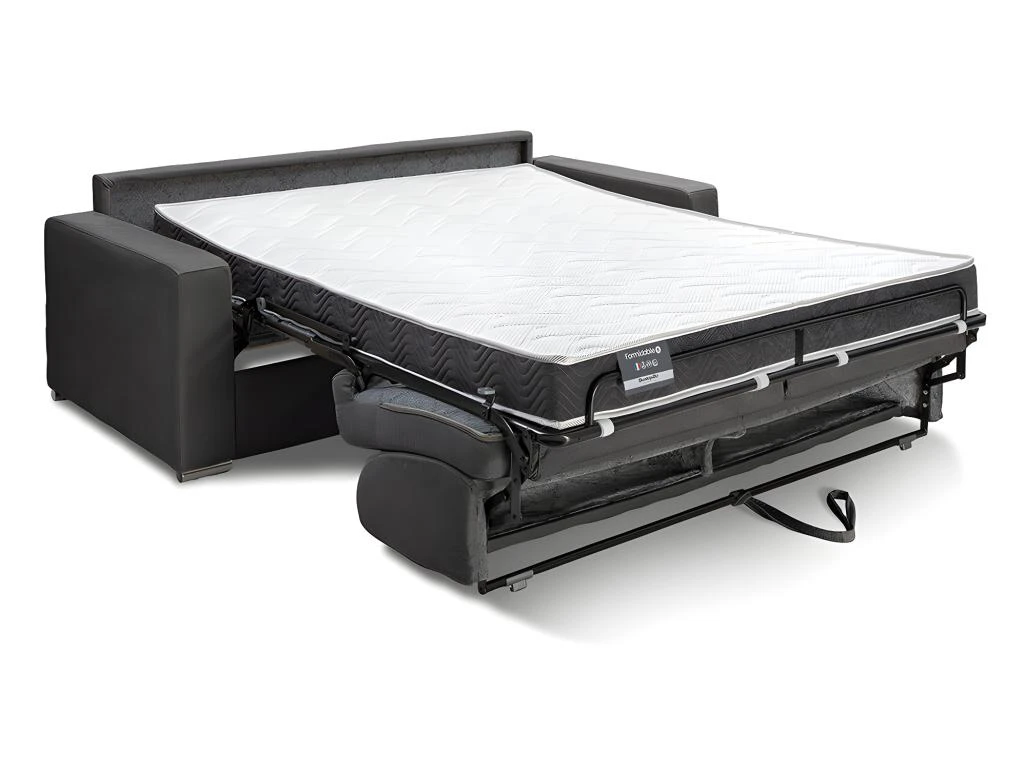 Canapé 3 Places Convertible Express En Velours CALITO - Bleu Nuit - Couchage Lattes Larges 140 Cm - Matelas 16 Cm Avec Mousse à Mémoire De Forme DUNLOPILLO 2 Canapé 3 Places Convertible Express En Velours CALITO - Bleu Nuit - Couchage Lattes Larges 140 Cm - Matelas 16 Cm Avec Mousse à Mémoire De Forme DUNLOPILLO – Image 2