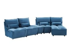 Canapé D'angle Relax électrique Modulable En Velours Bleu Canard JUDIE -Deco.fr Soldes Boutique canape 496593