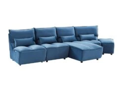 Canapé D'angle Relax électrique Modulable En Velours Bleu Canard JUDIE -Deco.fr Soldes Boutique canape 496595