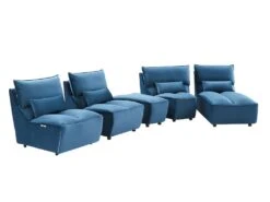 Canapé D'angle Relax électrique Modulable En Velours Bleu Canard JUDIE -Deco.fr Soldes Boutique canape 496597
