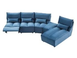 Canapé D'angle Relax électrique Modulable En Velours Bleu Canard JUDIE -Deco.fr Soldes Boutique canape 496601