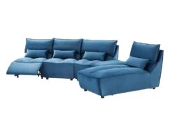 Canapé D'angle Relax électrique Modulable En Velours Bleu Canard JUDIE -Deco.fr Soldes Boutique canape 496603
