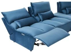 Canapé D'angle Relax électrique Modulable En Velours Bleu Canard JUDIE -Deco.fr Soldes Boutique canape 496609