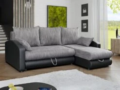 Canapé D'angle Convertible Et Réversible En Simili Et Tissu PIANA - Gris Chiné Et Noir 16 Canapé D'angle Convertible Et Réversible En Simili Et Tissu PIANA - Gris Chiné Et Noir -Deco.fr Soldes Boutique canape 497323