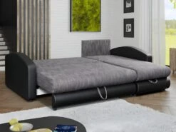 Canapé D'angle Convertible Et Réversible En Simili Et Tissu PIANA - Gris Chiné Et Noir 15 Canapé D'angle Convertible Et Réversible En Simili Et Tissu PIANA - Gris Chiné Et Noir -Deco.fr Soldes Boutique canape 497325