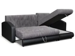 Canapé D'angle Convertible Et Réversible En Simili Et Tissu PIANA - Gris Chiné Et Noir 17 Canapé D'angle Convertible Et Réversible En Simili Et Tissu PIANA - Gris Chiné Et Noir -Deco.fr Soldes Boutique canape 497327