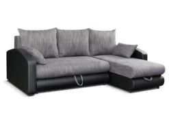 Canapé D'angle Convertible Et Réversible En Simili Et Tissu PIANA - Gris Chiné Et Noir 14 Canapé D'angle Convertible Et Réversible En Simili Et Tissu PIANA - Gris Chiné Et Noir -Deco.fr Soldes Boutique canape 497329
