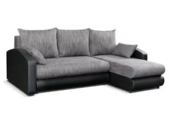 Canapé D'angle Convertible Et Réversible En Simili Et Tissu PIANA - Gris Chiné Et Noir 11 Canapé D'angle Convertible Et Réversible En Simili Et Tissu PIANA - Gris Chiné Et Noir -Deco.fr Soldes Boutique canape 497333