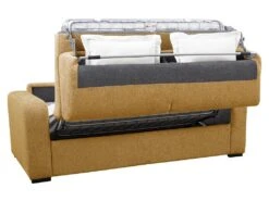 Canapé 3 Places Convertible Express En Tissu Jaune Moutarde - Matelas 14cm - Couchage 140cm - BEVIS -Deco.fr Soldes Boutique canape 500127