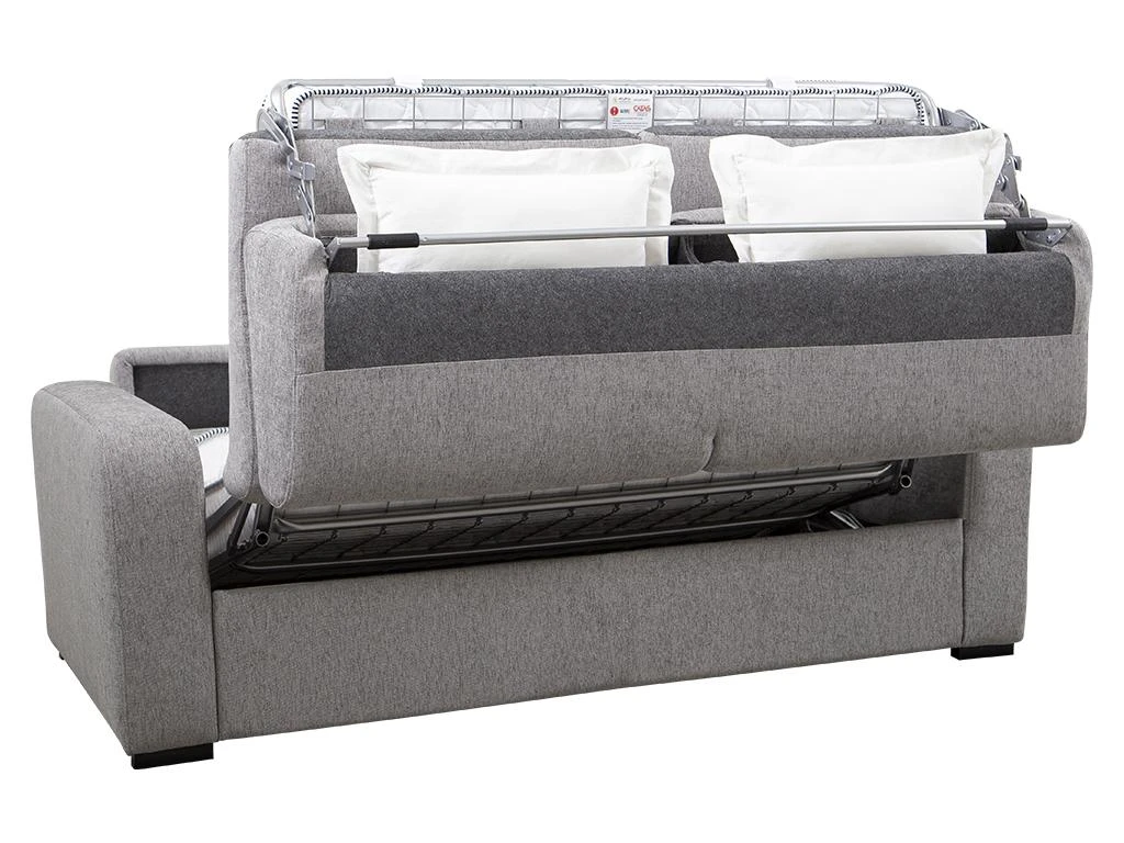 Canapé 3 Places Convertible Express En Tissu Gris - Matelas 18cm - Couchage 140cm - BEVIS 4 Canapé 3 Places Convertible Express En Tissu Gris - Matelas 18cm - Couchage 140cm - BEVIS – Image 4