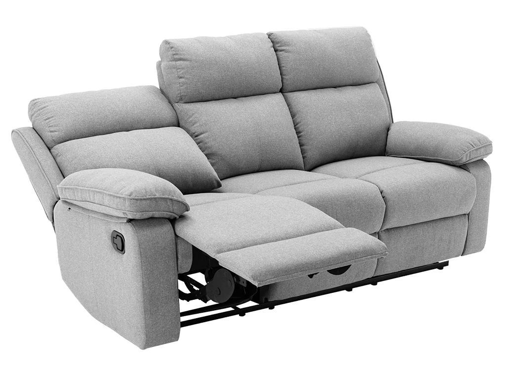 Canapé 3 Places Relax En Tissu Gris Clair LANA 5 Canapé 3 Places Relax En Tissu Gris Clair LANA – Image 5